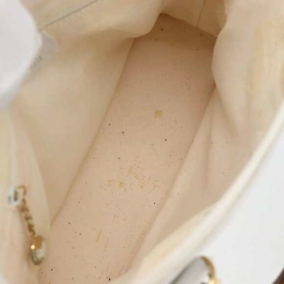 GUCCI Bamboo Hand Bag Leather White Gold Auth ki6188 - Picture 14 of 16